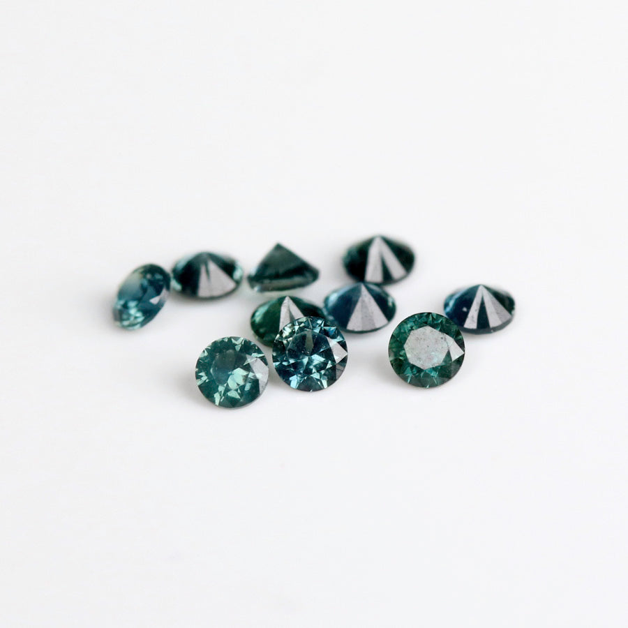 1.5mm Round Dark Teal Australian Sapphires - N10315