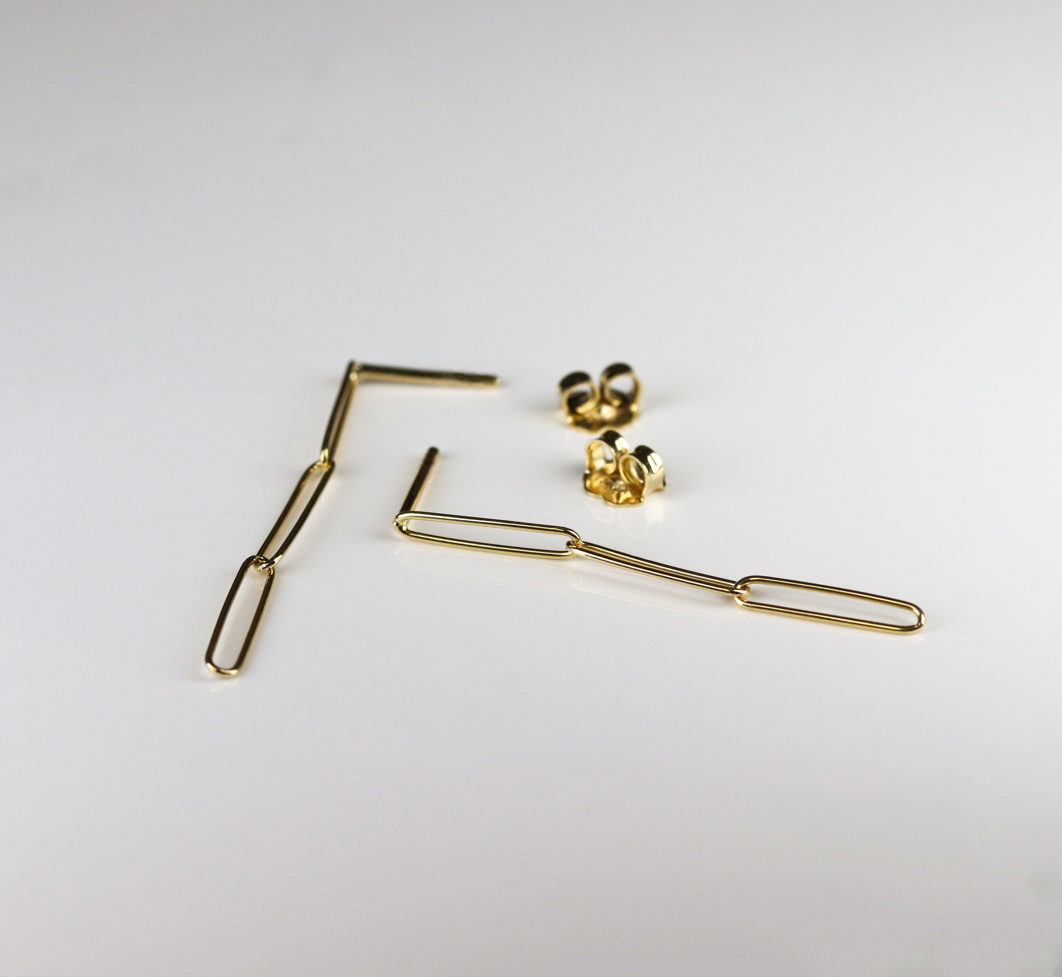 . 14K Yellow Paperclip Earrings