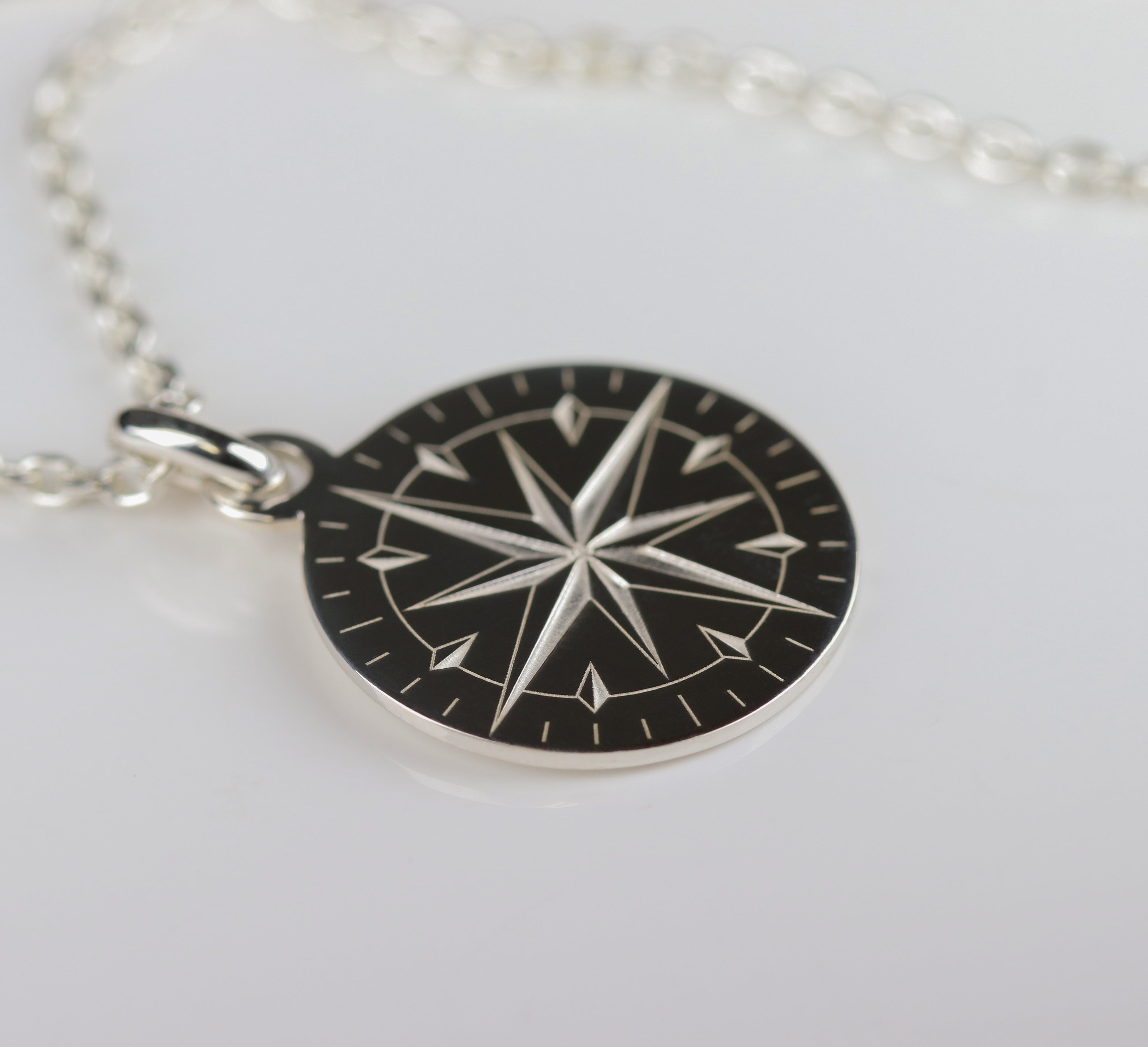 . Sterling Silver Compass Necklace