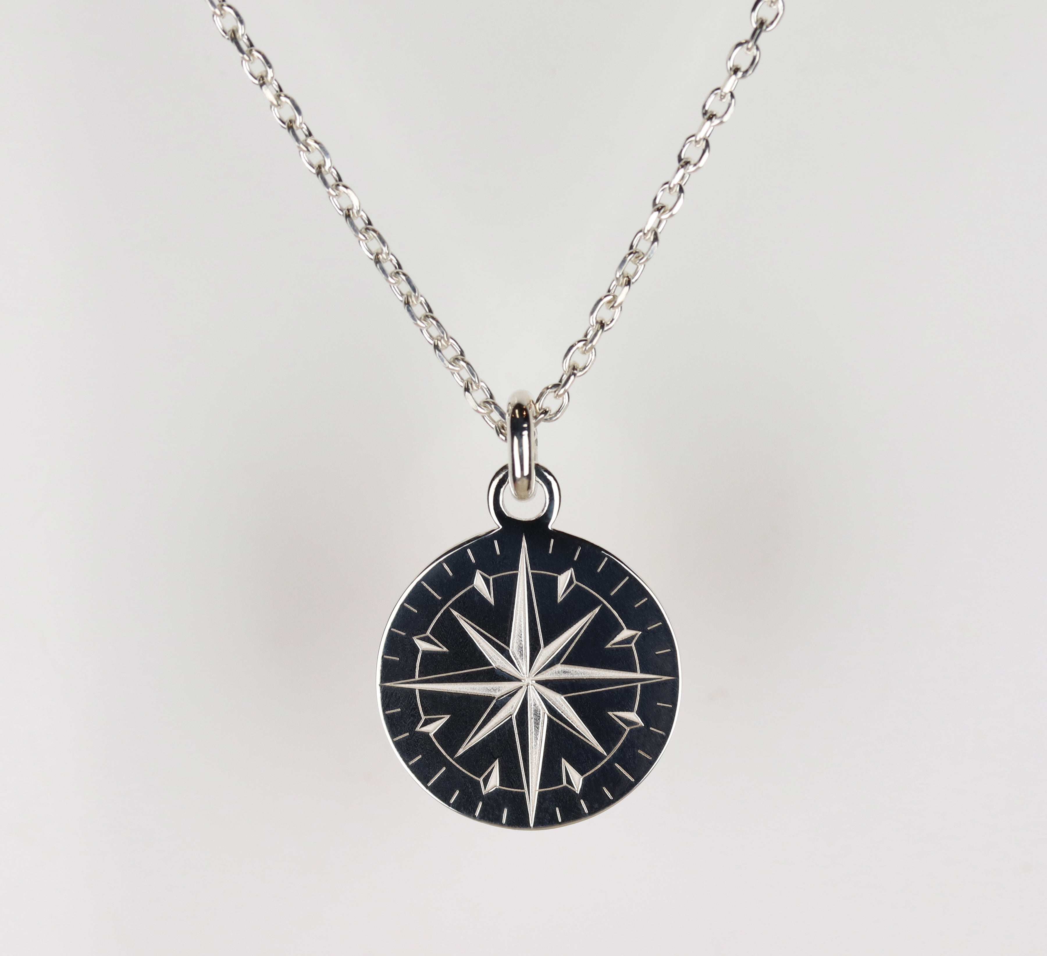 . Sterling Silver Compass Necklace