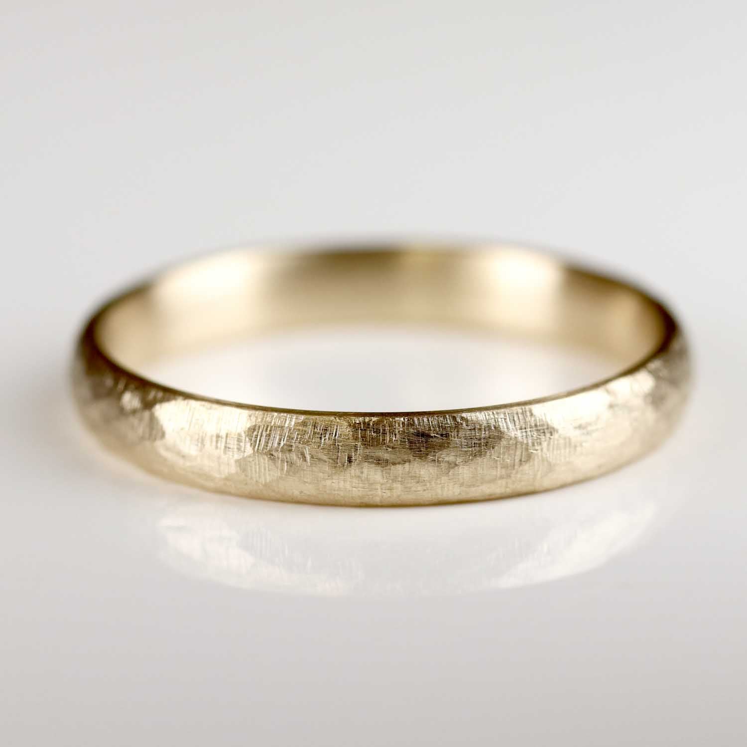 Stone Texture Narrow & Comfort-fit Classic Band Ring •