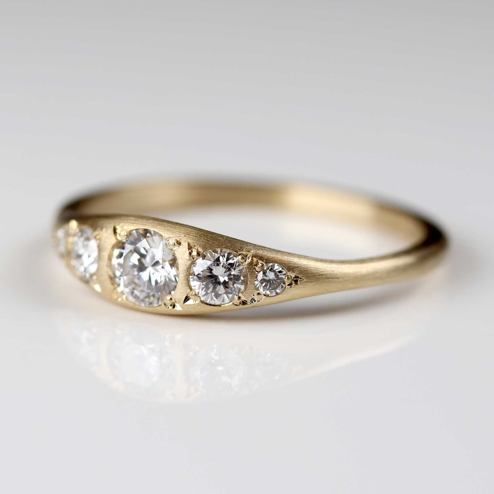 Bead-Set Five Stone Ring - 3.5mm Center Stone •