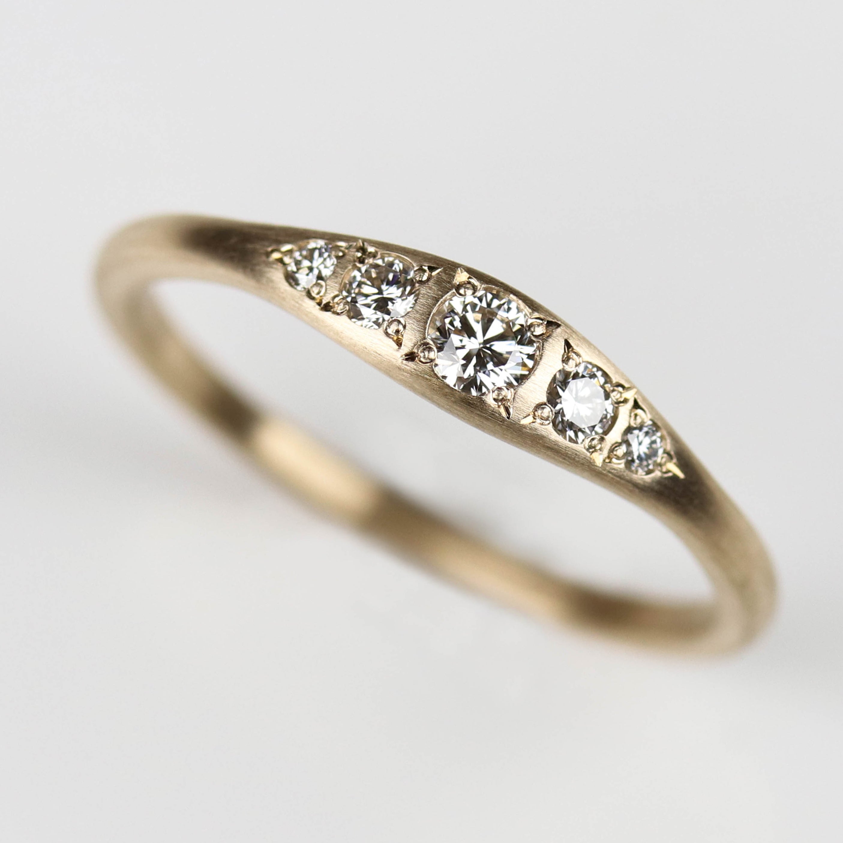 Bead-Set Five Stone Ring - 3mm Center Stone •