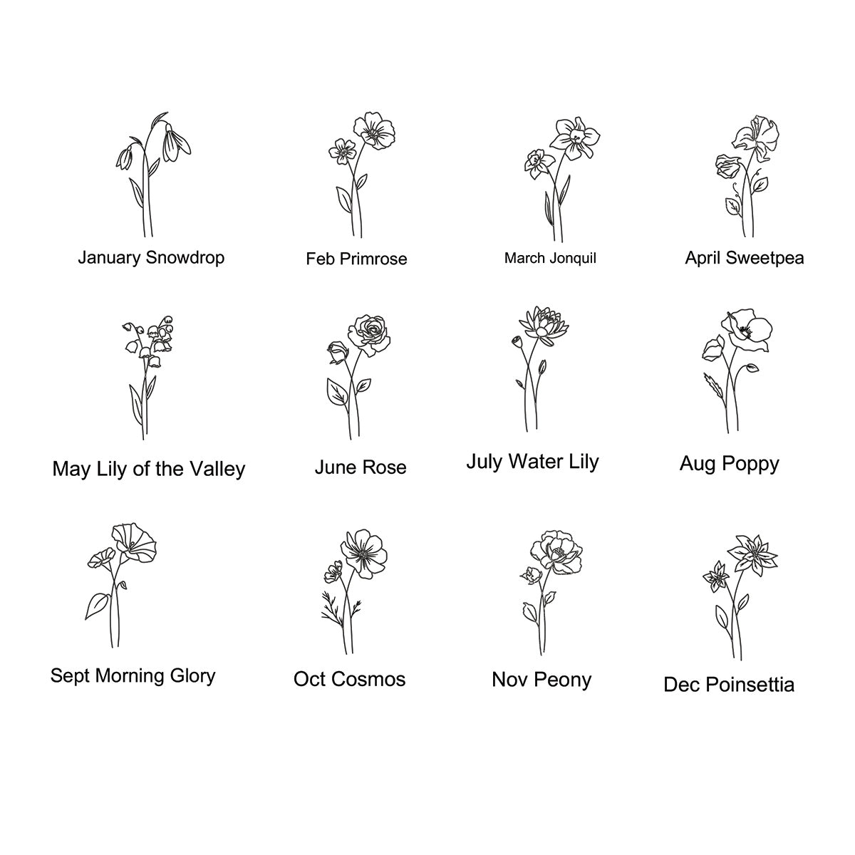 Birth Flower Hand Engraving