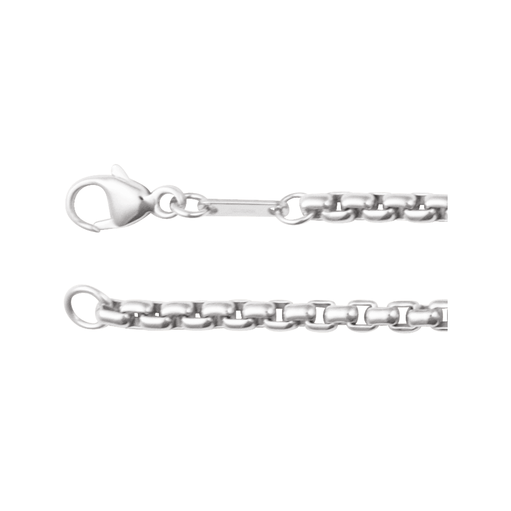 . Sterling Silver 2.6mm Rounded Box Chain, 24" length
