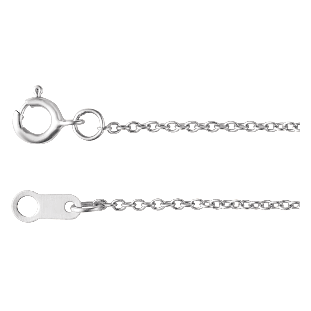 . 14k White Gold 1mm Cable Chain