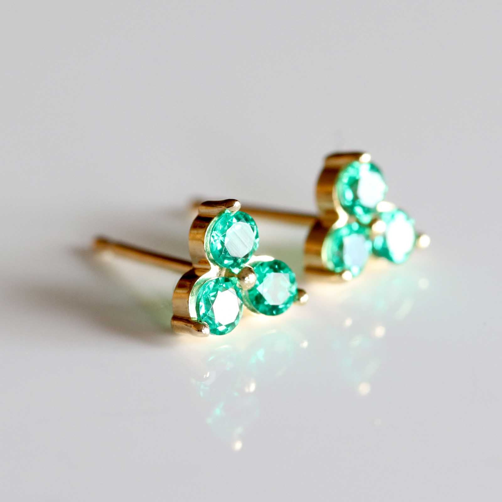 Three Stone Post Earrings