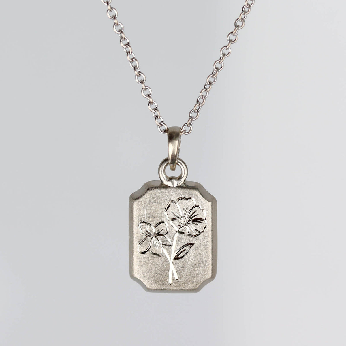 Hand-engraved Birth Flower Pendant