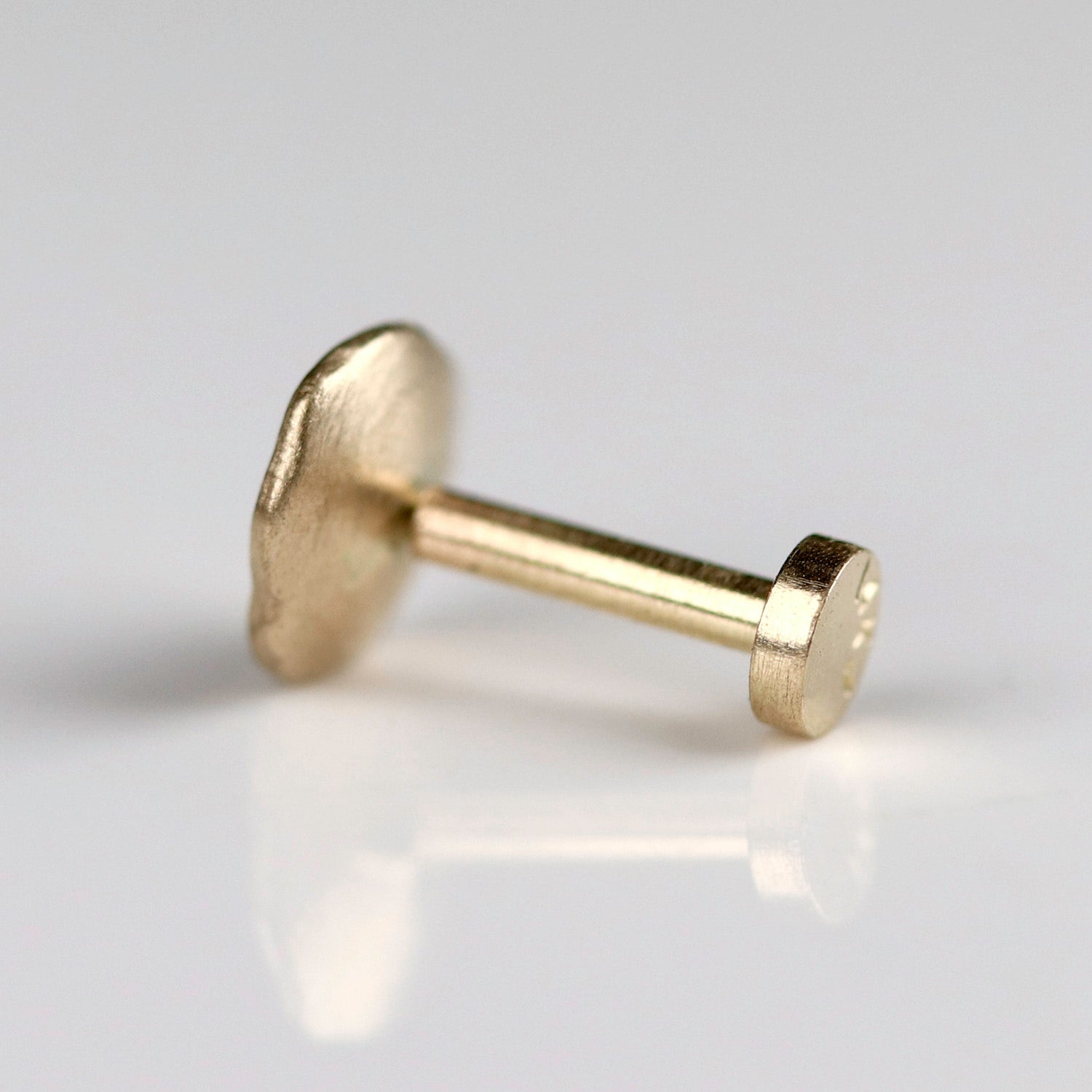 Organic Disc Solo Gold Stud Earring With Press-fit Post