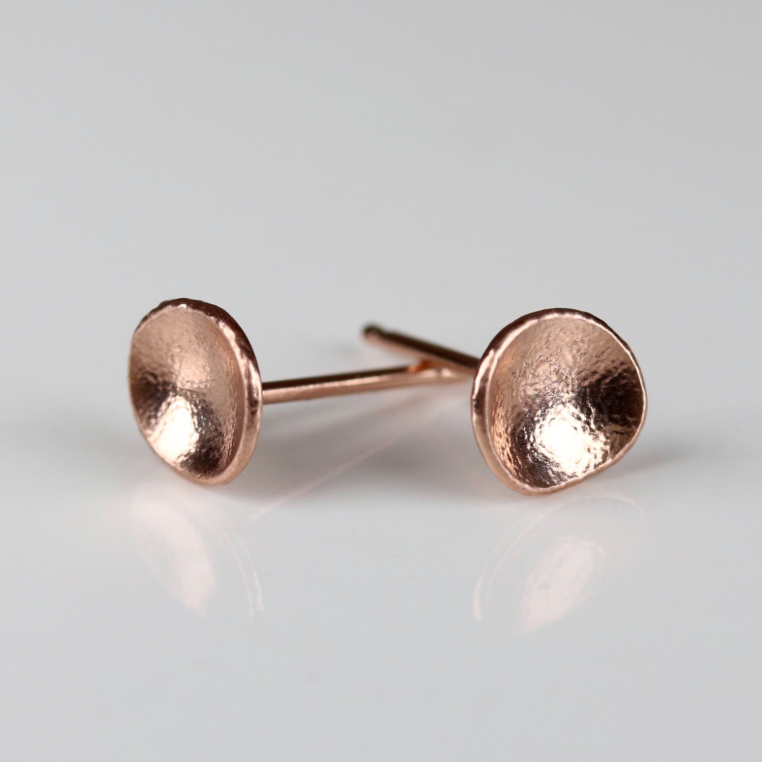 • Rose Gold Dish Stud Earrings