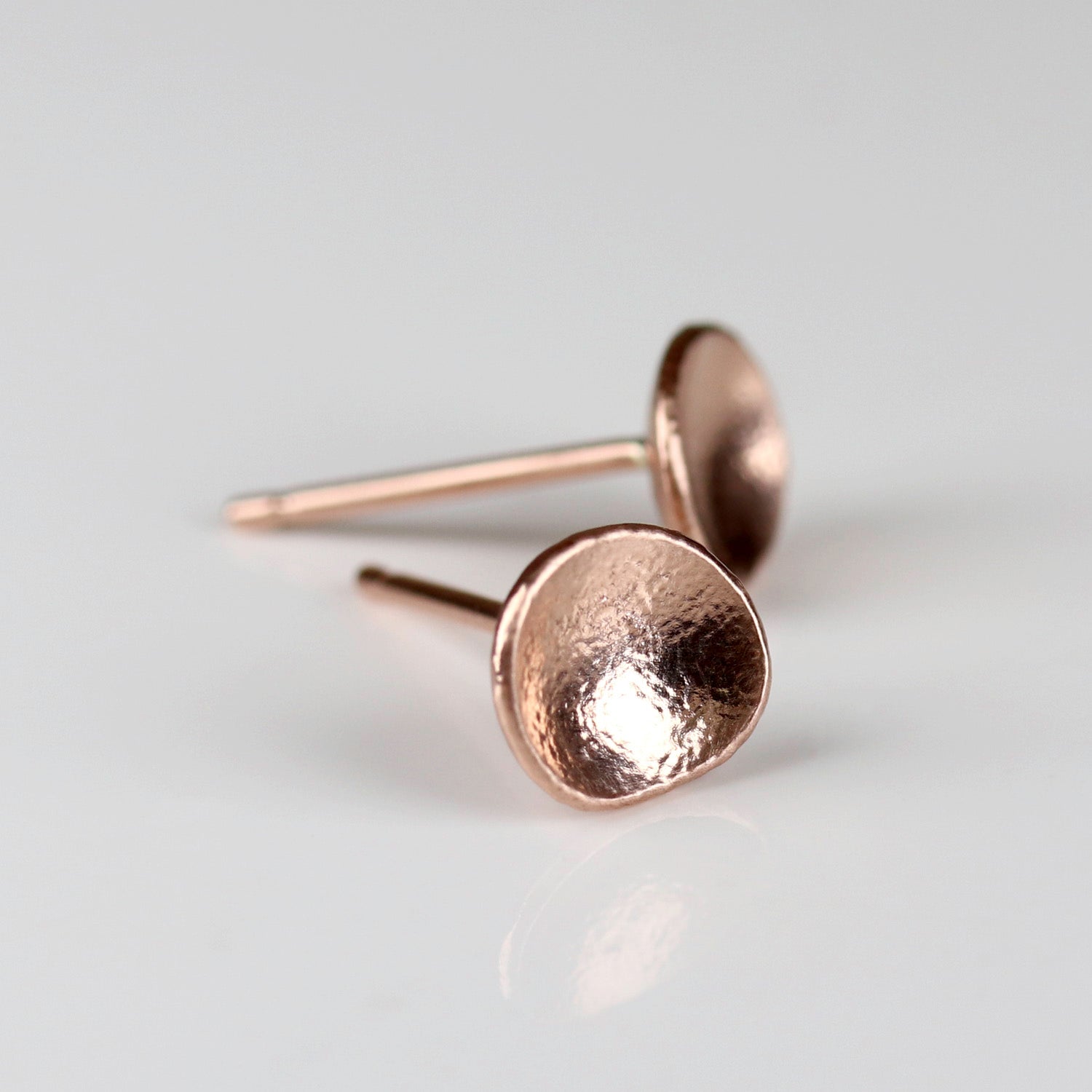 • Rose Gold Dish Stud Earrings
