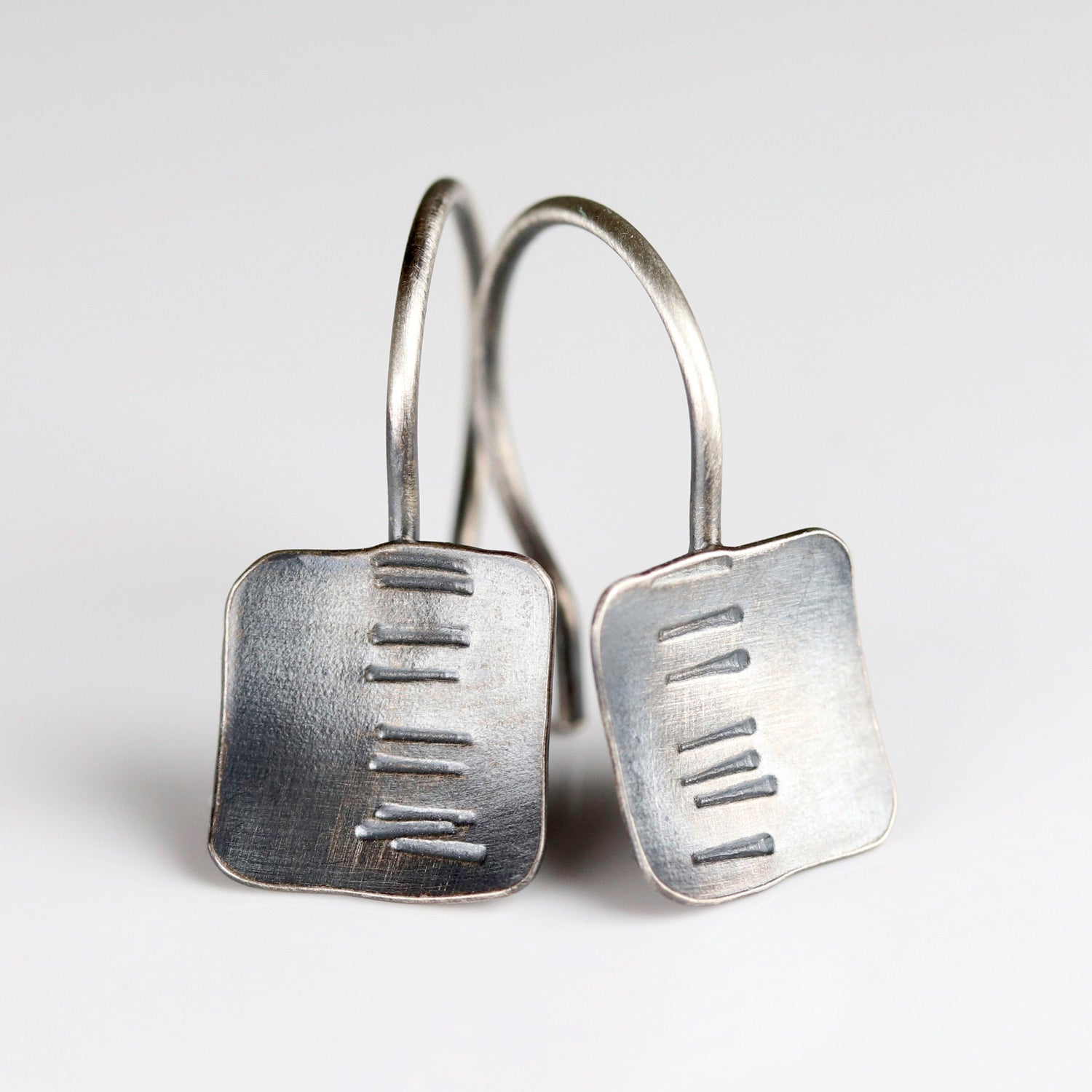 • Little Hash Mark Drop Earrings in Sterling Silver