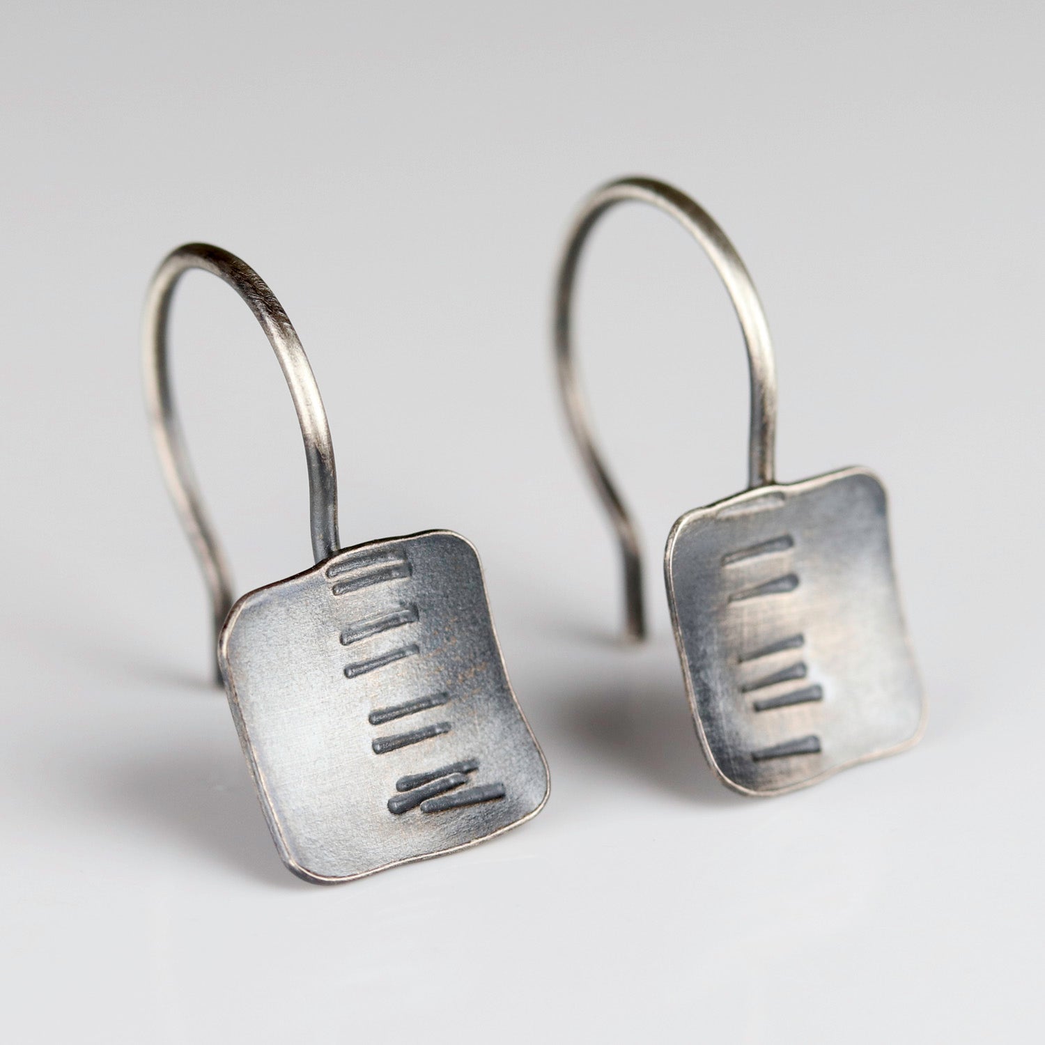 • Little Hash Mark Drop Earrings in Sterling Silver
