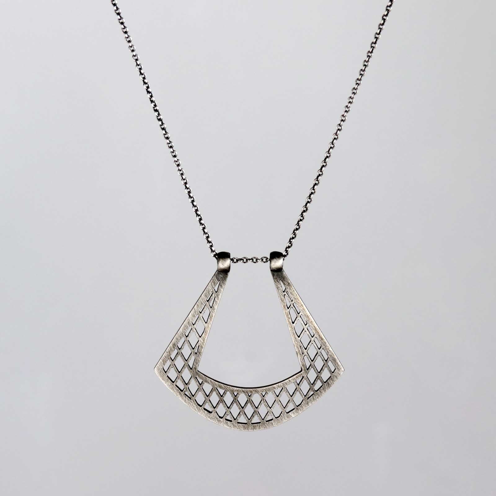 . Dark Silver Pierced Magic Ring Holder Necklace