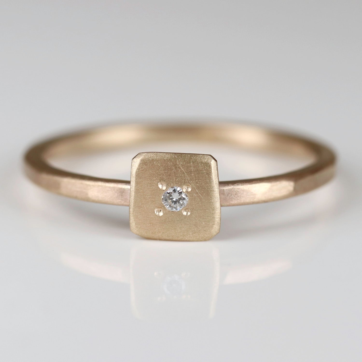• Pin-set Diamond Yellow Gold Stacking Ring