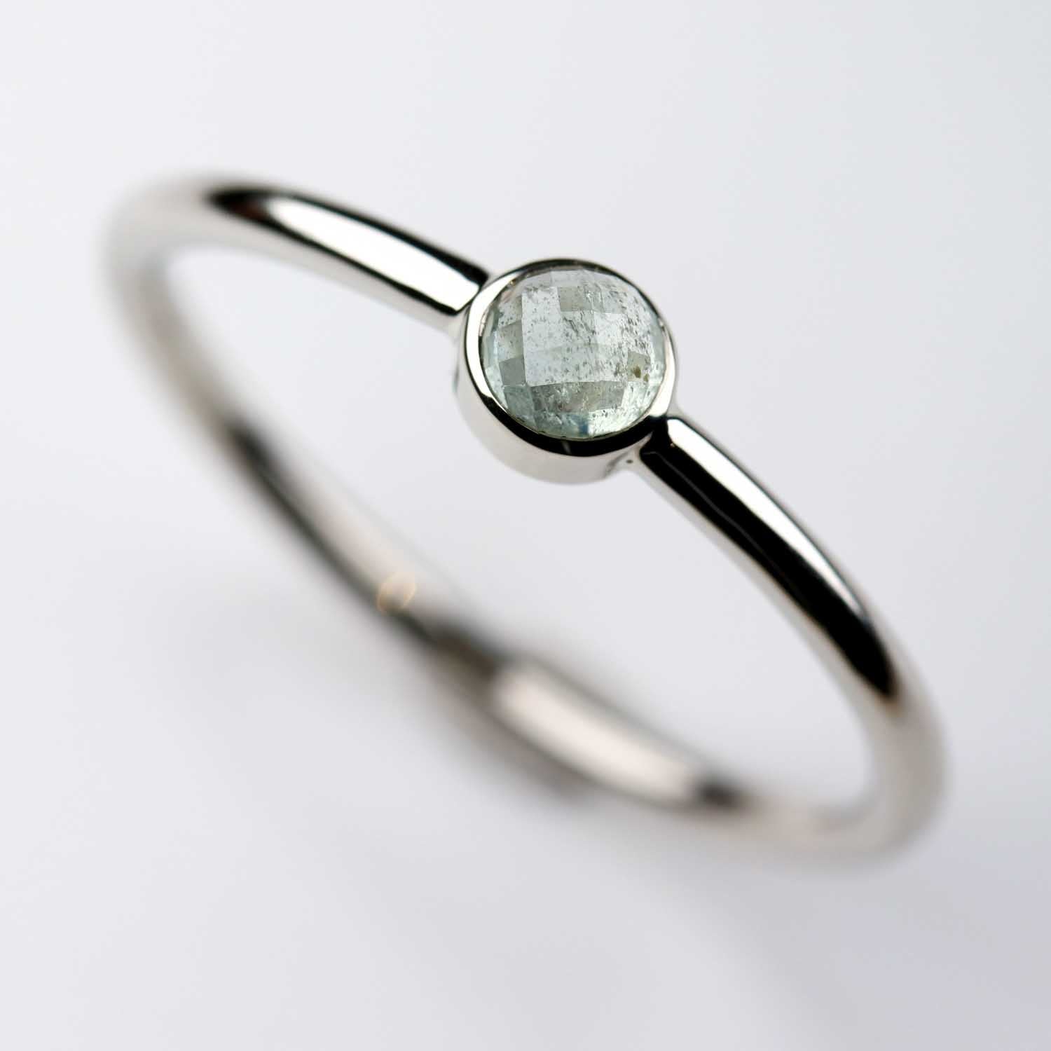 Rose-cut Malawi Sapphire Bezel Set Solitaire Engagement Ring