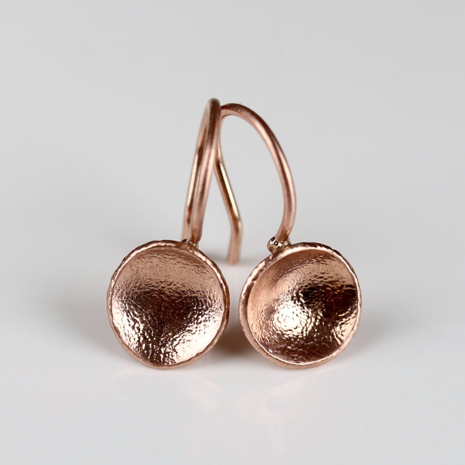 • Rose Gold Dish Drop Earrings