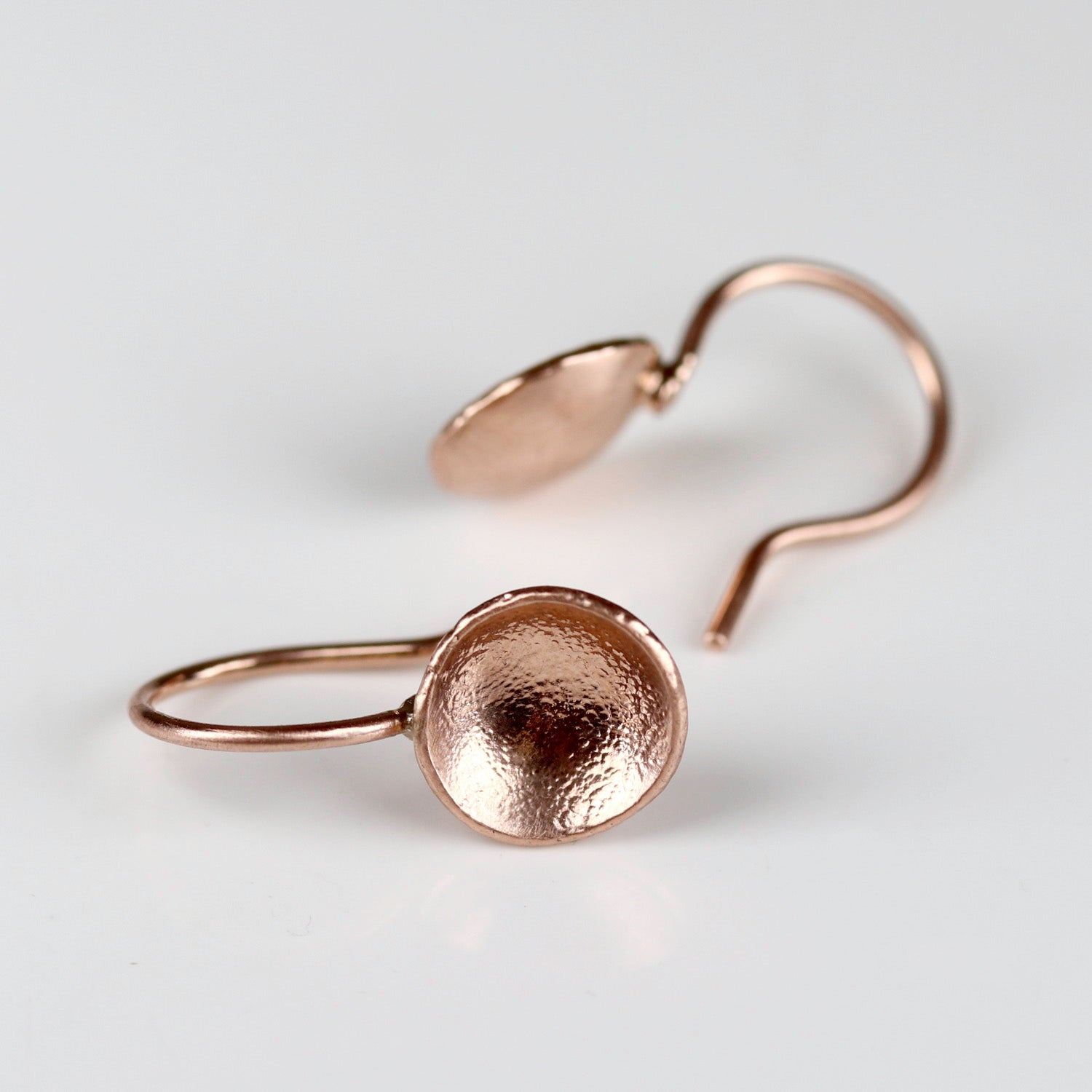 • Rose Gold Dish Drop Earrings