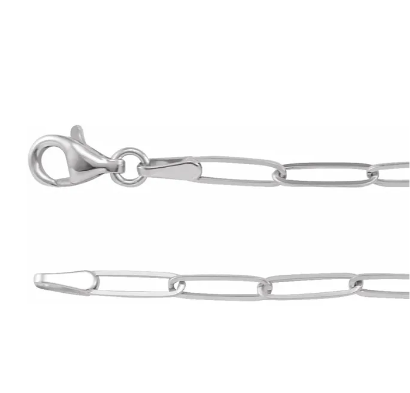 . 14k White Gold 2.6mm Paperclip-Style Chain
