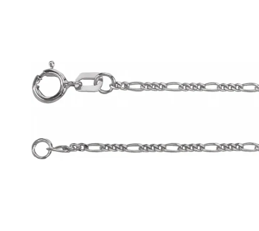. 14k White Gold 1.28mm Figaro Chain