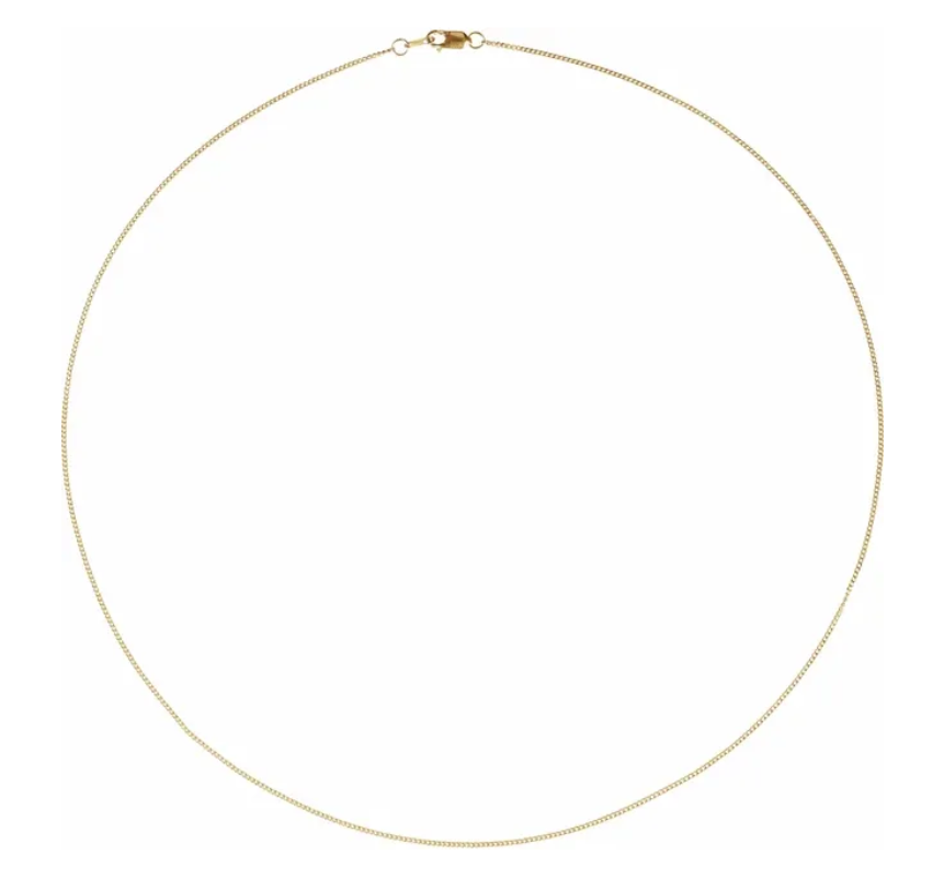 . 14k Yellow Gold 1mm Diamond-Cut Curb Chain