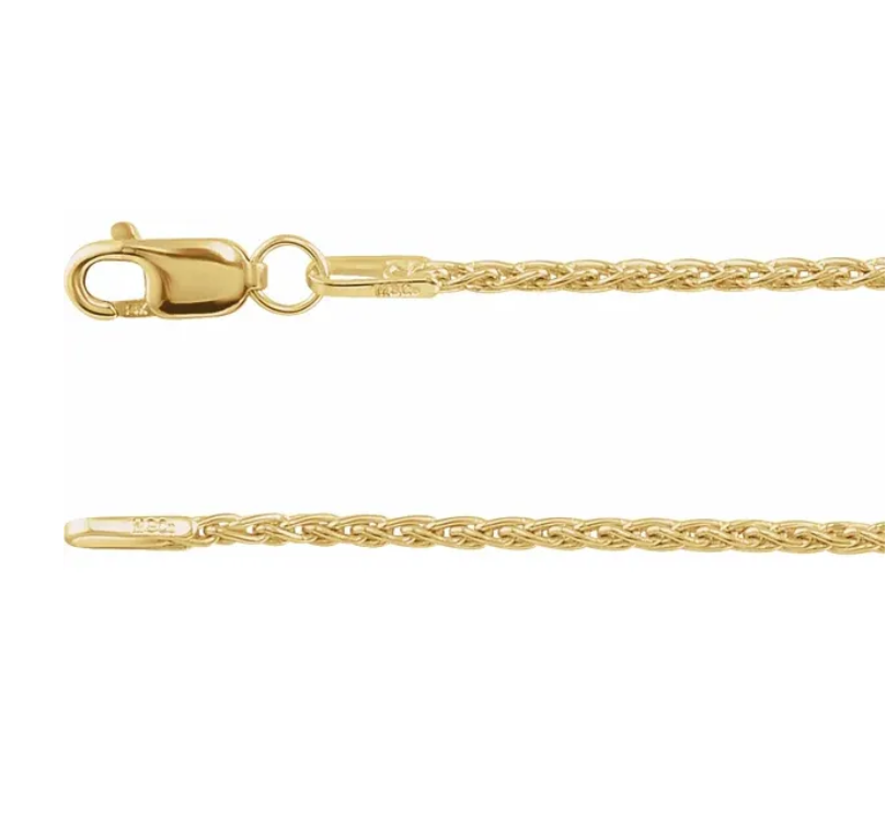 . 14k Yellow Gold 1.25mm Wheat Chain
