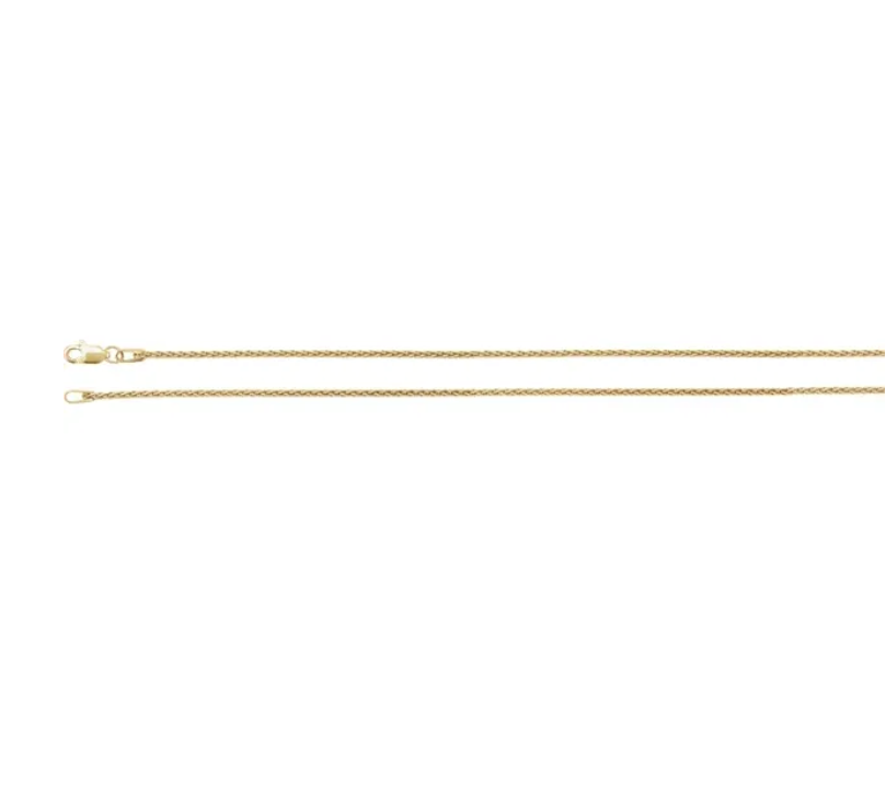 . 14k Yellow Gold 1.25mm Wheat Chain