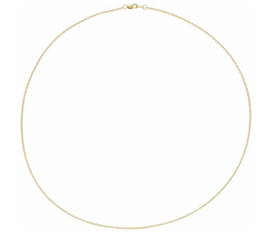 . 14k Yellow Gold 1.5mm Cable Chain