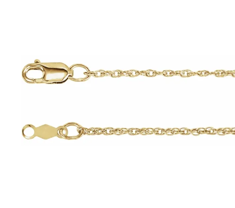 . 14k Yellow Gold 1.25mm Rope Chain