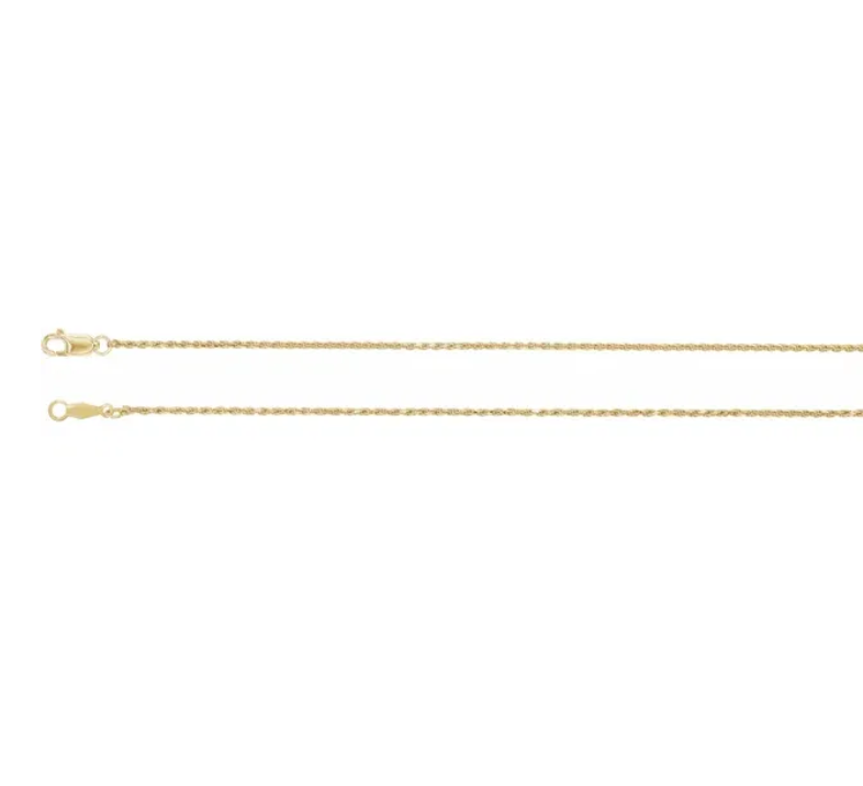 . 14k Yellow Gold 1mm Diamond-Cut Rope Chain