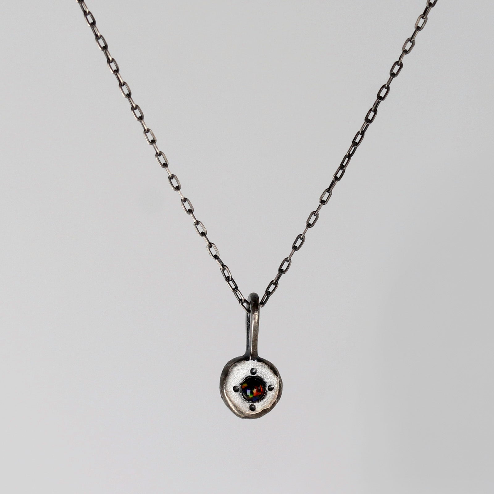 • Silver & Opal Pebble Pendant