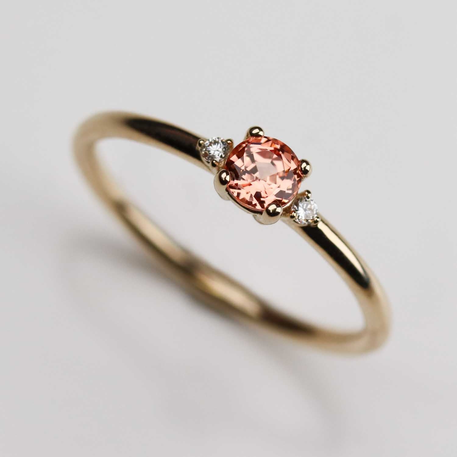 4mm Lab-grown Sapphire Low-base Three Stone Stacking Ring