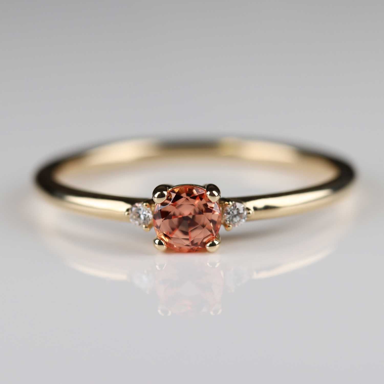 4mm Lab-grown Sapphire Low-base Three Stone Stacking Ring