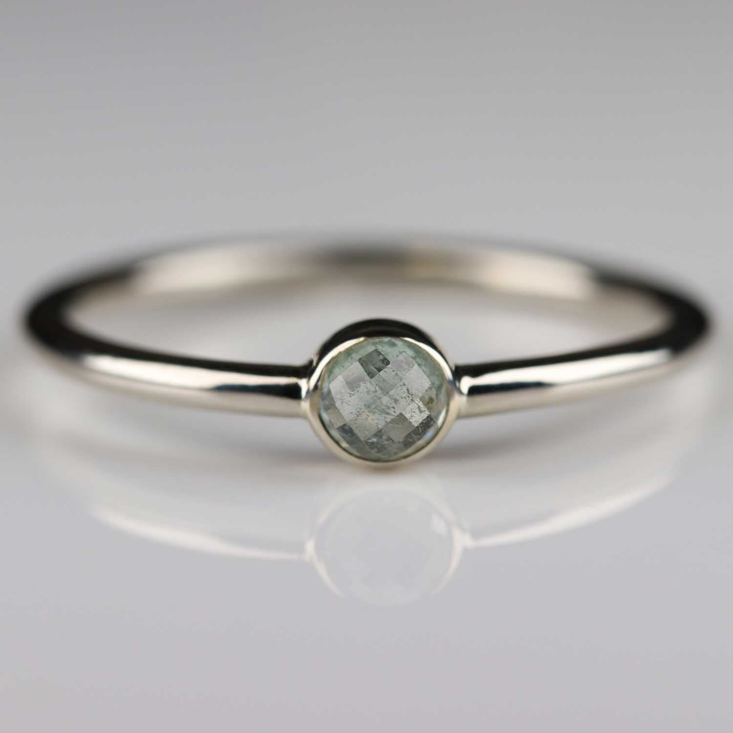 Rose-cut Malawi Sapphire Bezel Set Solitaire Engagement Ring