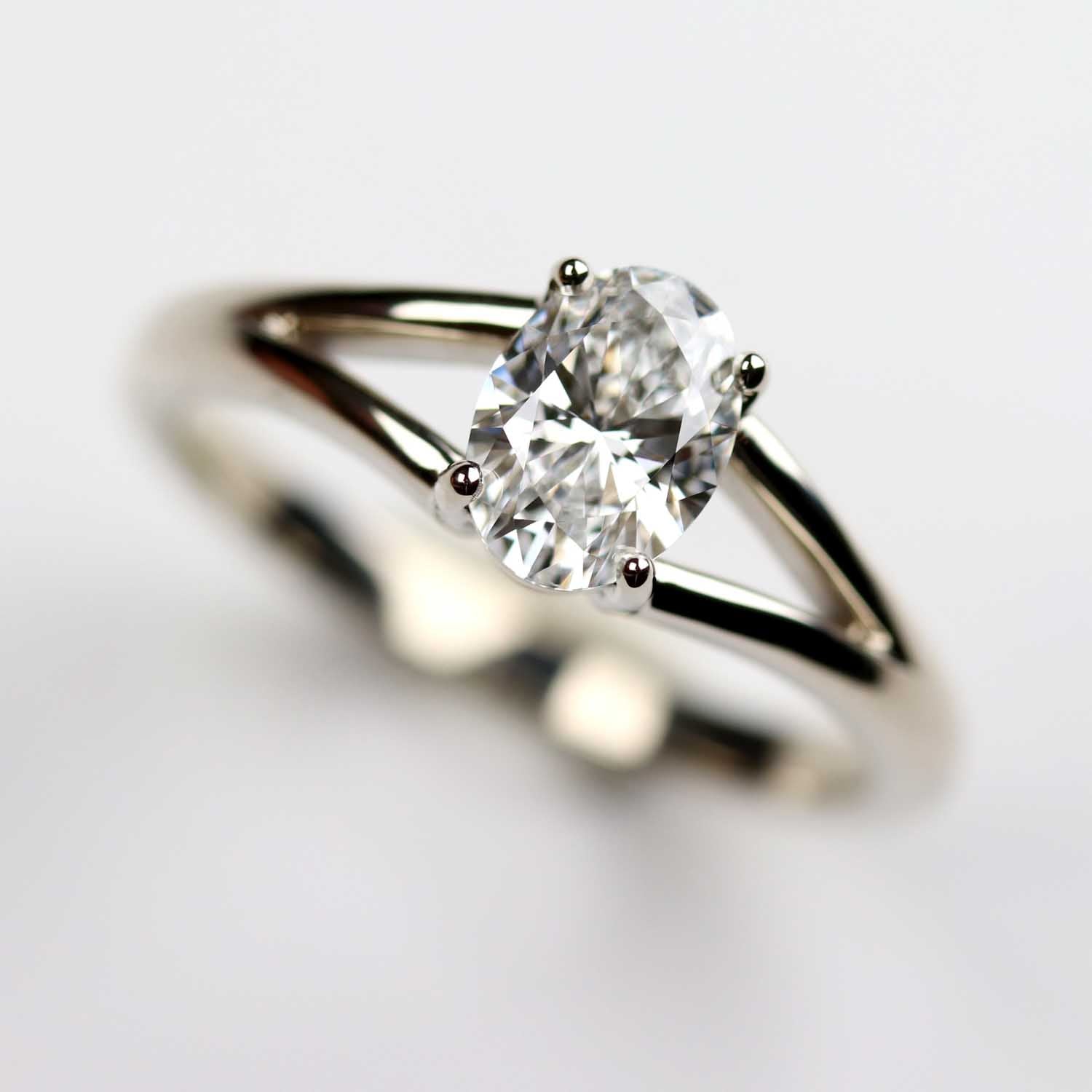 Oval-cut Split Shank Solitaire Engagement Ring