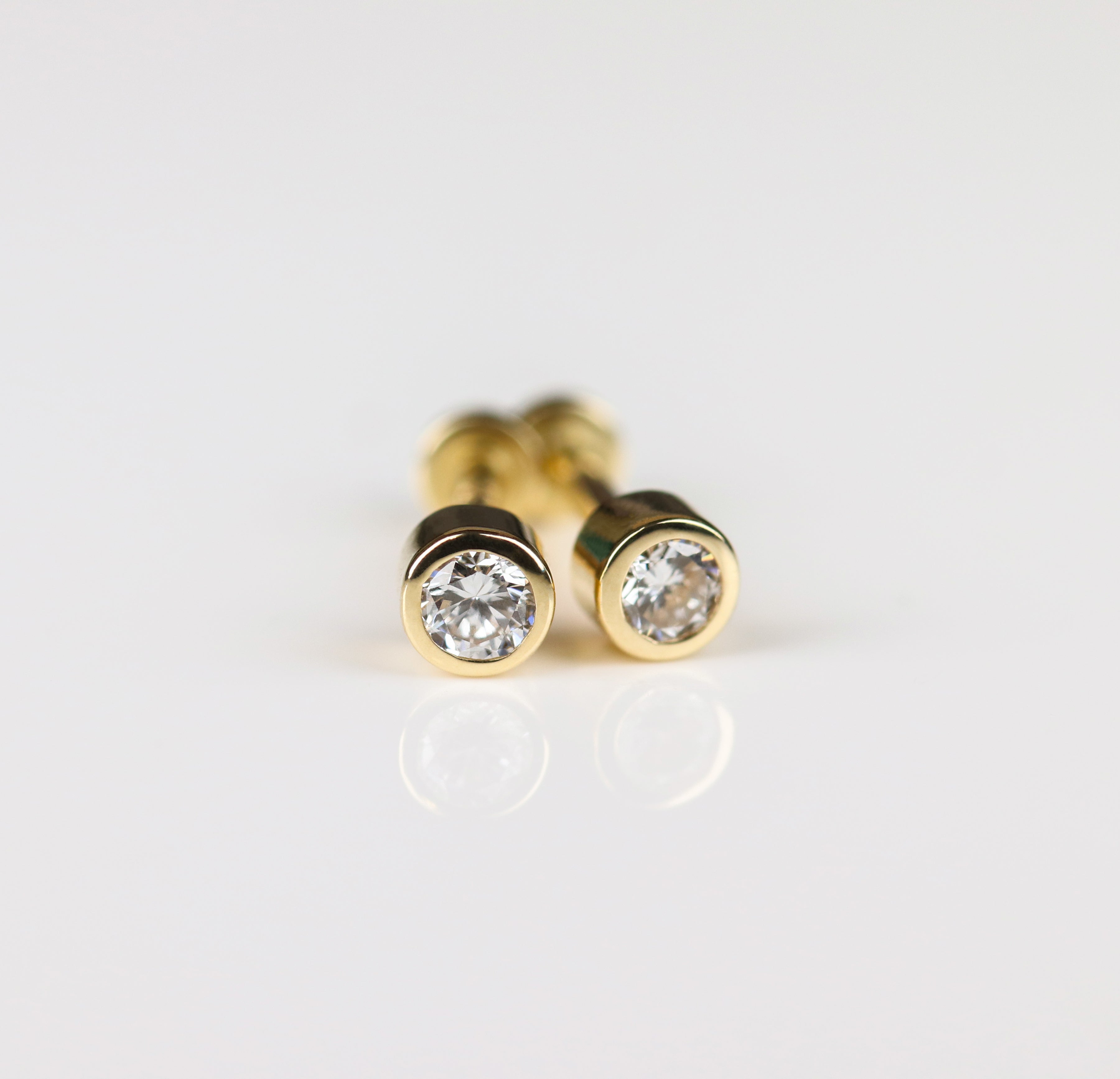 . Flat Back 2.5mm Diamond Stud Earrings