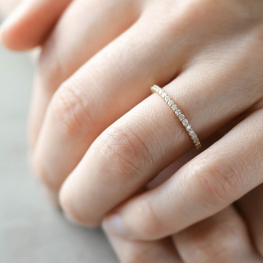 Diamond Scalloped Half Eternity Band, Engagement Ring - Aide-mémoire Jewelry