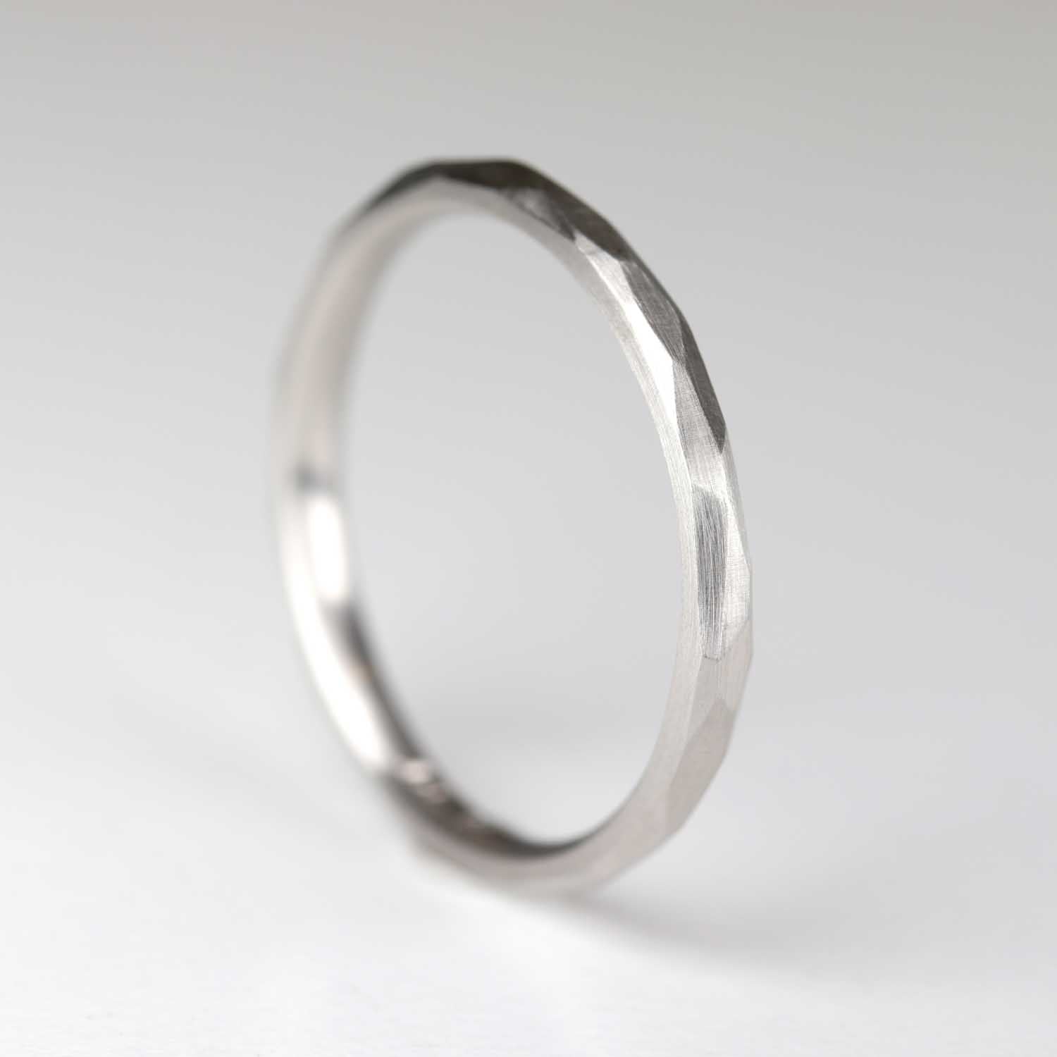2mm Platinum Faceted Wedding Band