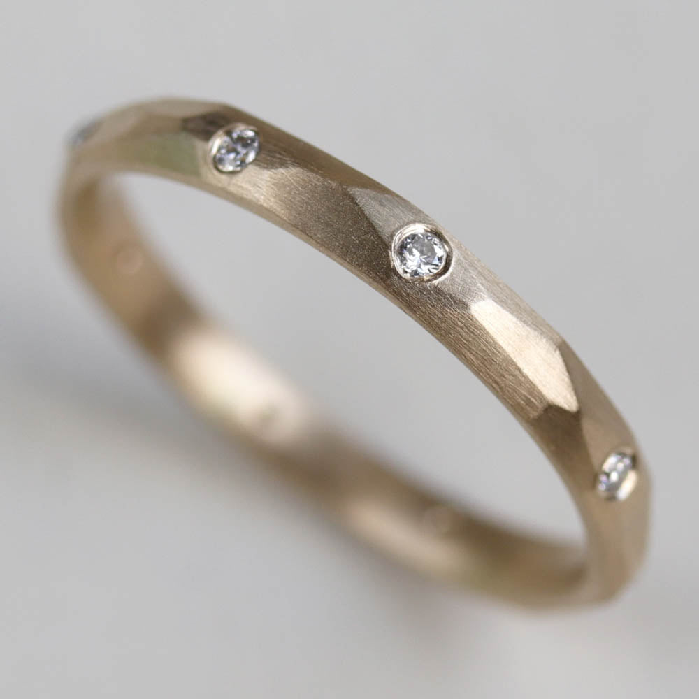 Flush-Set Smooth Faceted Wedding Band Eco-friendly Jewelry