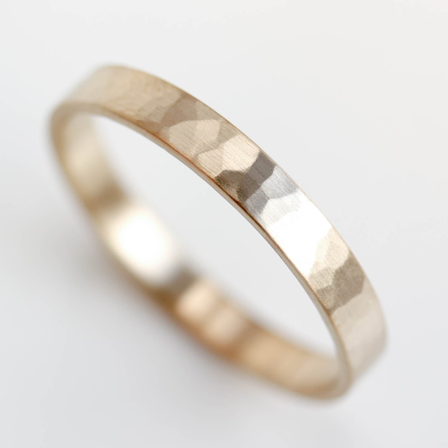 Narrow Slimmest Fitting Hammer Textured Band •