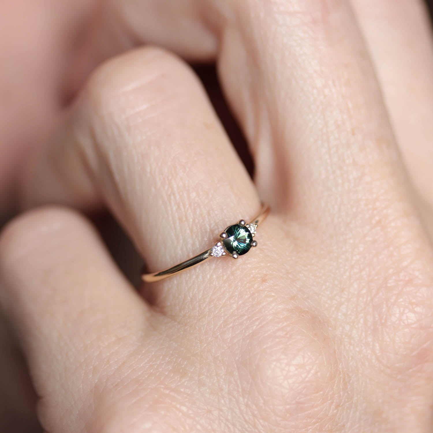 4mm Low-base Three Stone Stacking Ring •