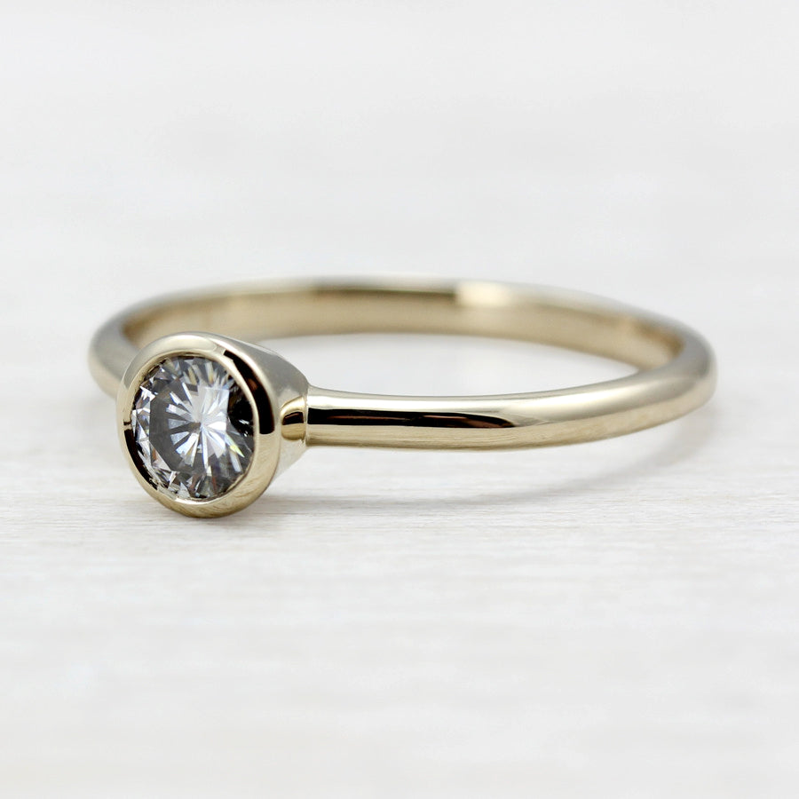 Moissanite & Yellow Gold Solitaire, Engagement Ring - Aide-mémoire Jewelry
