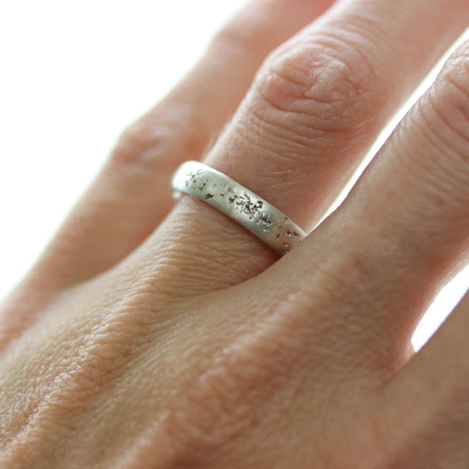 Silver Concrete Engagement Band