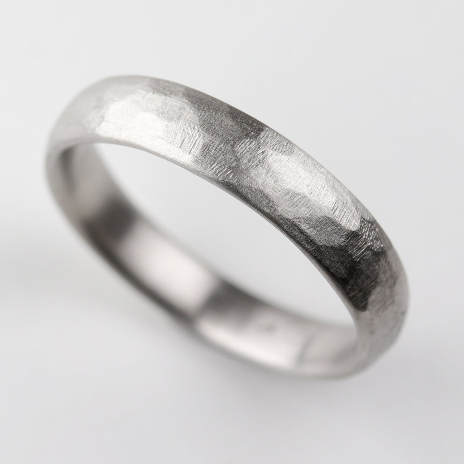 Stone Texture Wide & Comfort-fit Classic Band Ring •