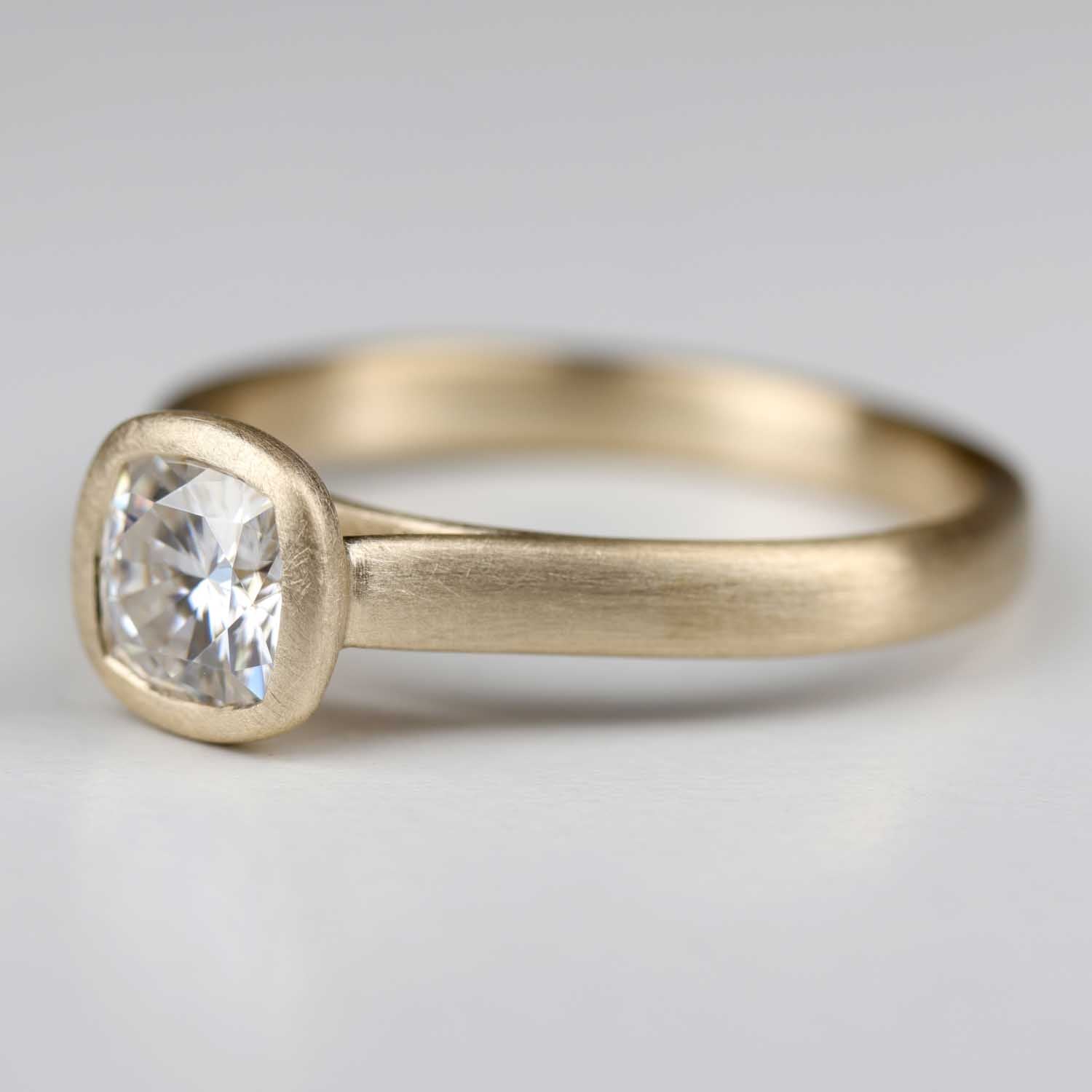 Cushion-cut Open Bezel Solitaire Engagement Ring