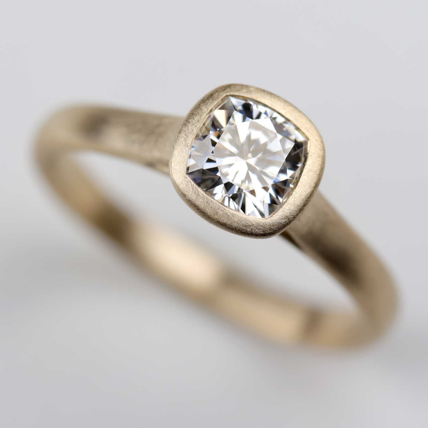 Cushion-cut Open Bezel Solitaire Engagement Ring