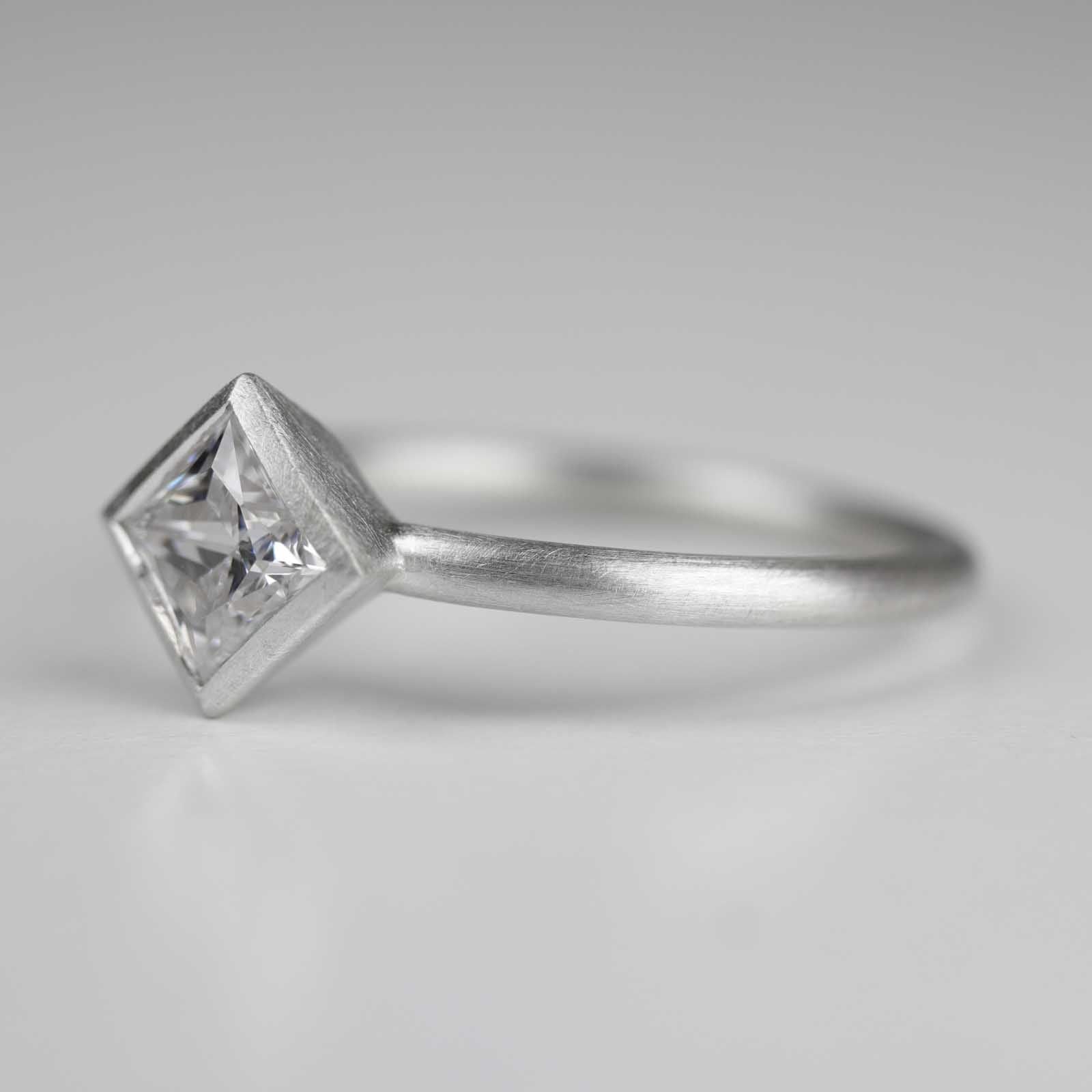 5mm Oblique Square Solitaire Engagement Ring