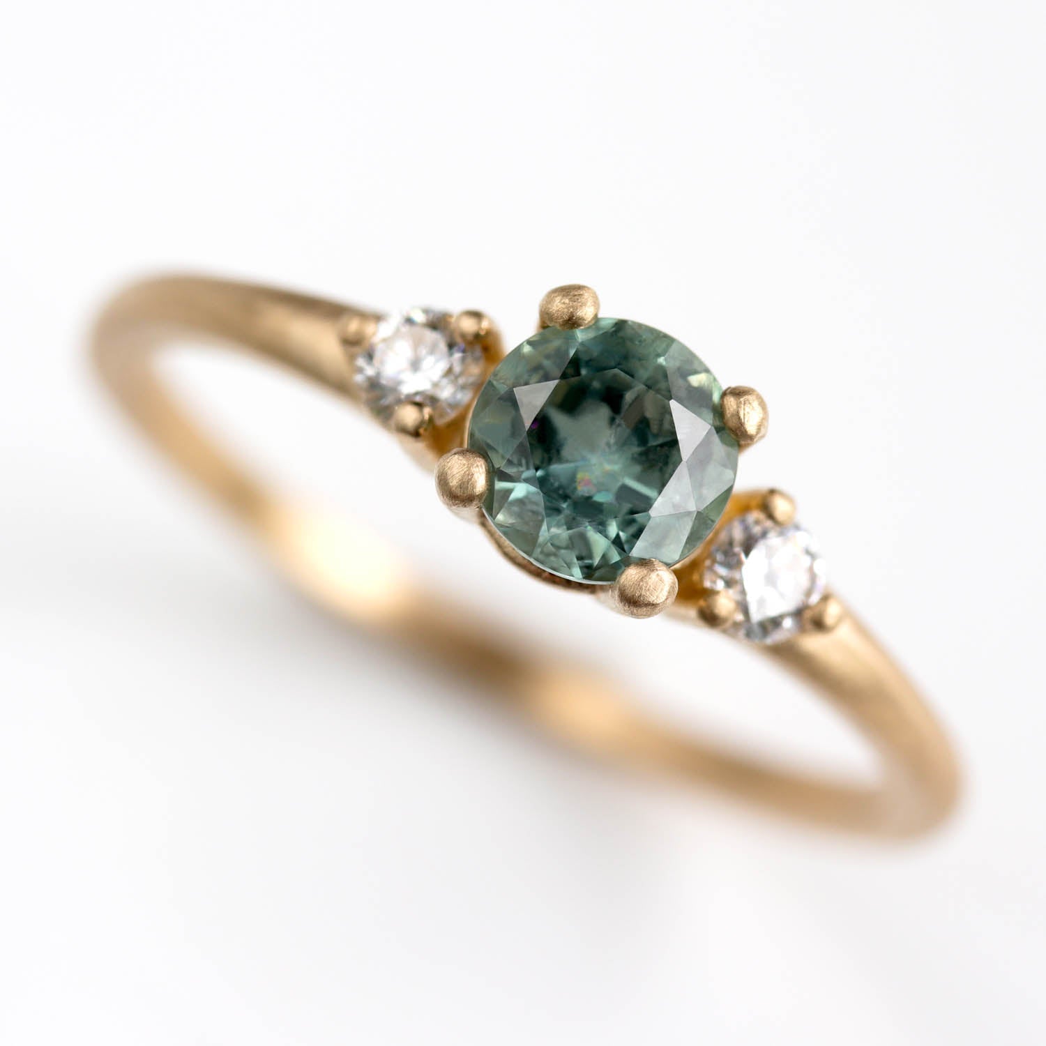 5mm Prong-set Three Stone Ring with Montana Sapphire