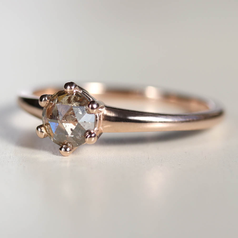 5mm Six Prong Solitaire with Rose Cut Diamond, Engagement Ring - Aide-mémoire Jewelry