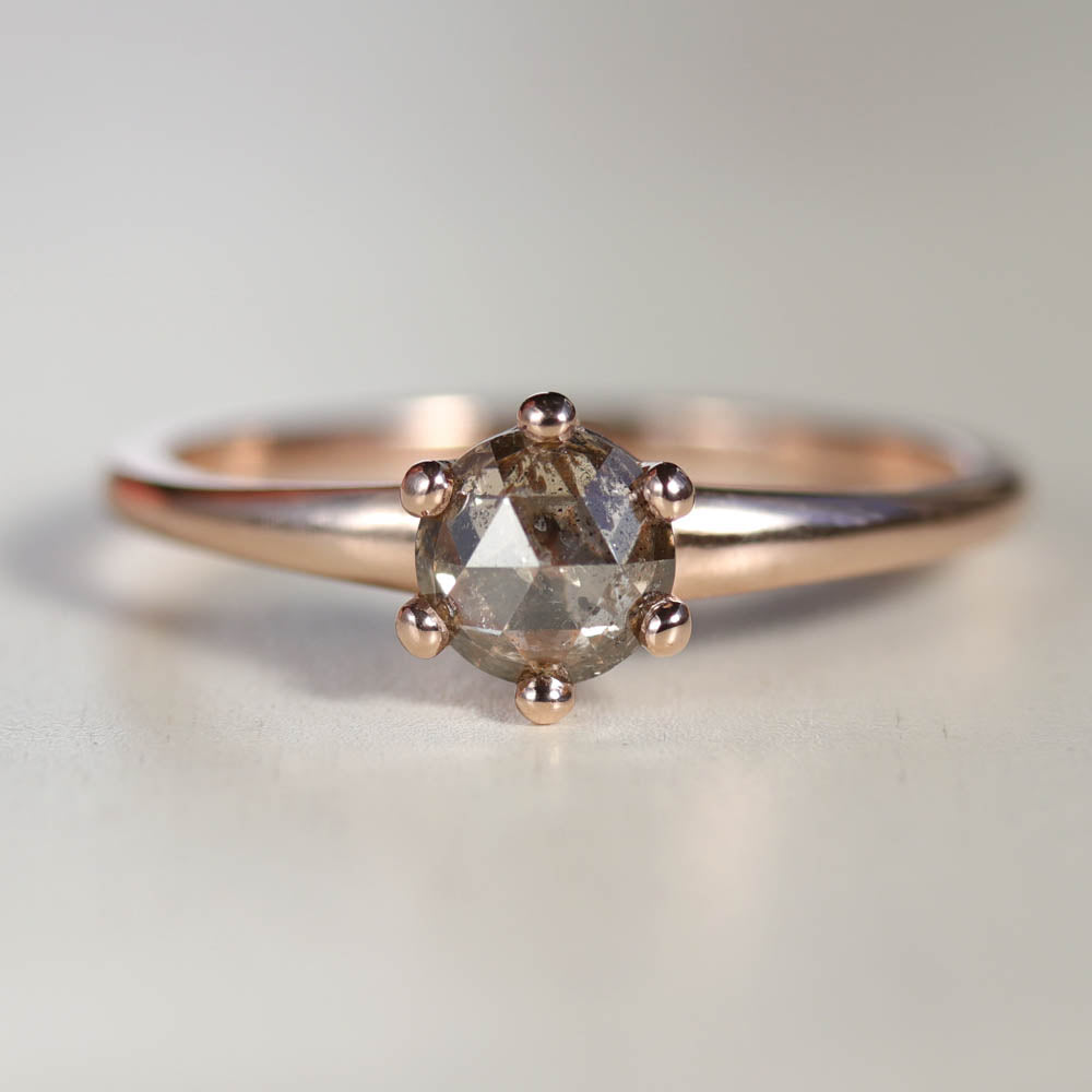 5mm Six Prong Solitaire with Rose Cut Diamond, Engagement Ring - Aide-mémoire Jewelry